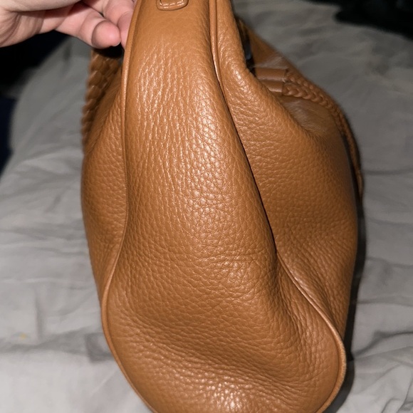Talbots genuine tan leather bag with braided strap and silver accents cute 🥰 - Picture 4 of 12